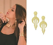 Gold Plated Cresent Shaped Drop Earrings