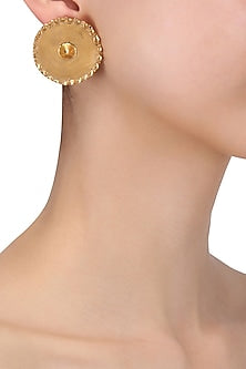 Gold Plated Round Stud Earrings