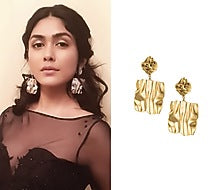 Gold Plated Textured Two Drop Earrings