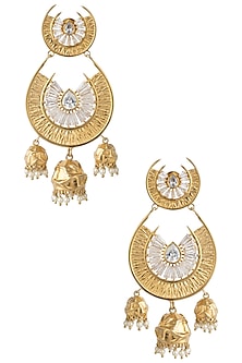 Gold Plated Stone and Pearls Chandbali Earrings