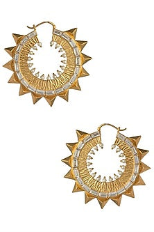 Gold Plated Stone and Pearls Hoop Earrings