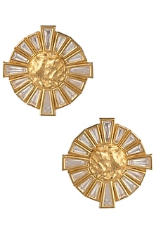 Gold Plated Stones Stud Earrings