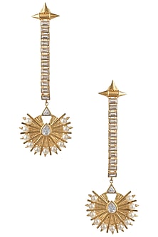 Gold Plated Stone and Pearls Drop Earrings