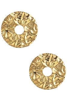 Gold Plated Circular Textured Stud Earrings