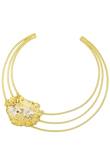 Gold Plated Textured Choker Necklace