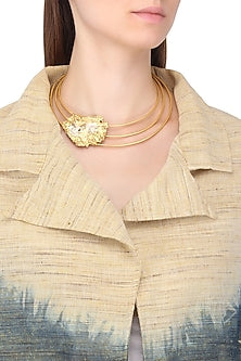 Gold Plated Textured Choker Necklace