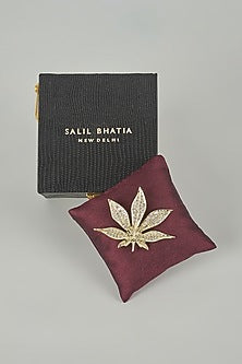 Maple Leaf Gold finish Embellished Brooch