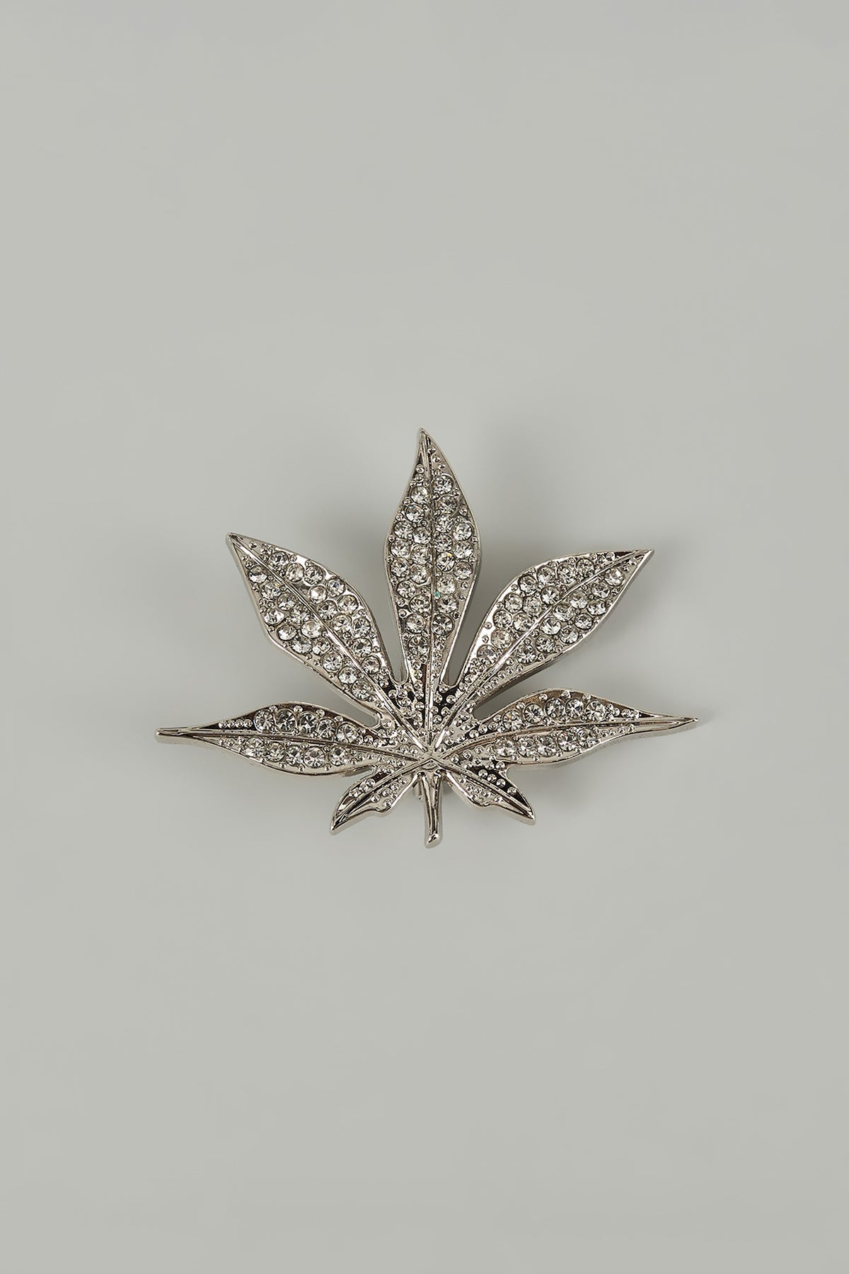 Silver Finish Maple Leaf Embellished Brooch