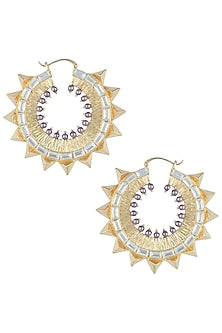 Gold plated stone and pearl chandbali earrings