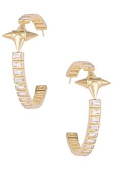 Gold plated stone hoop earrings
