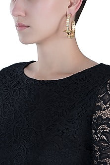 Gold plated stone hoop earrings