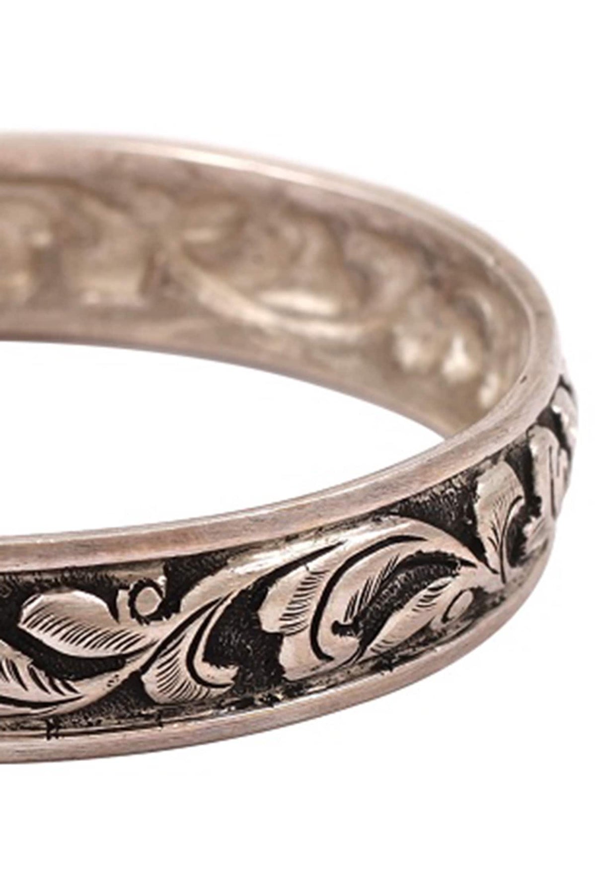 Floral Carved Silver Bracelet 
