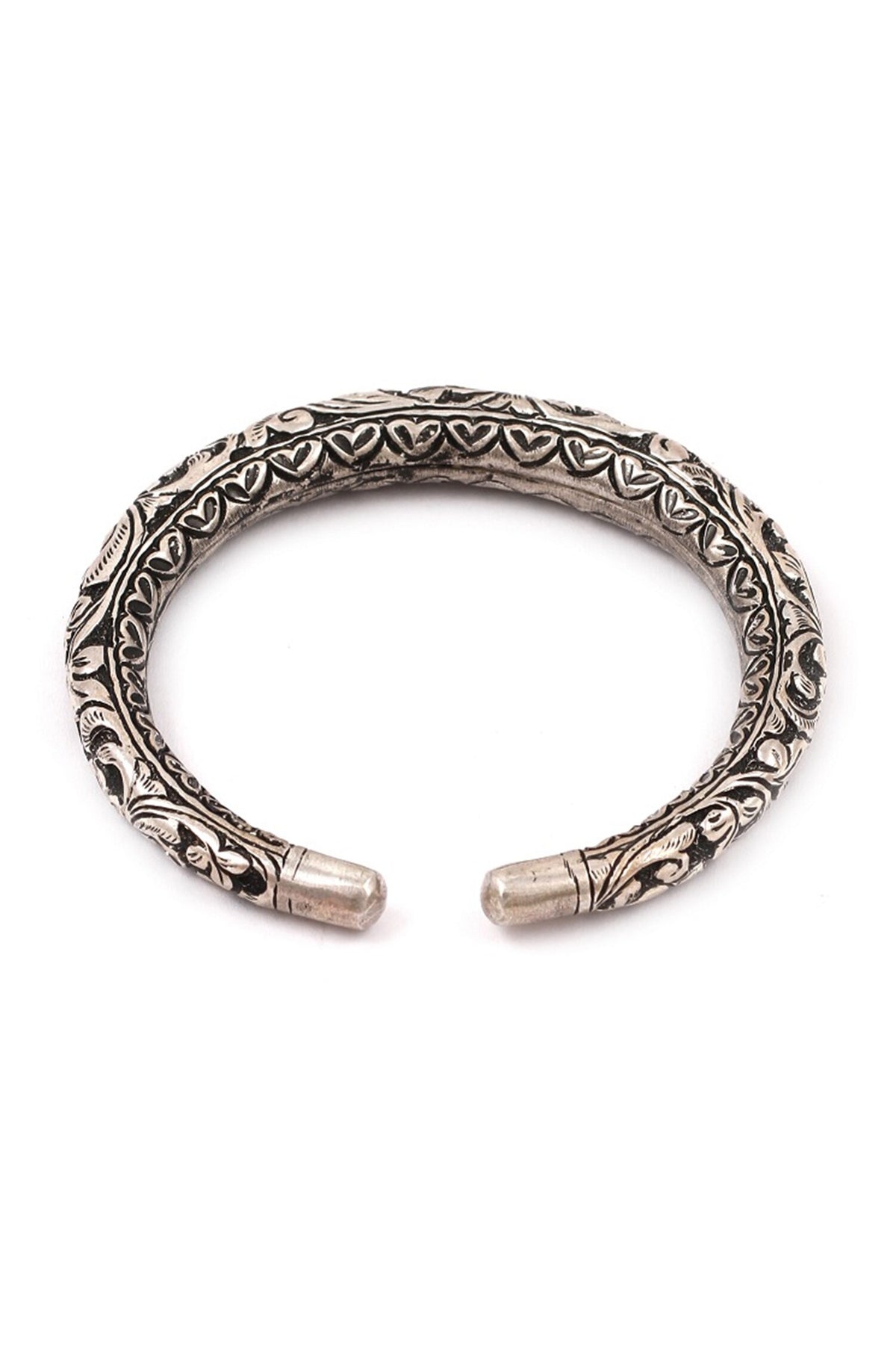 Floral Carved Silver Bracelet 