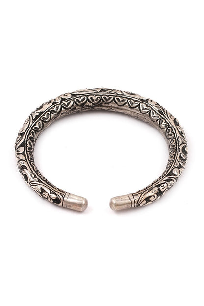 Floral Carved Silver Bracelet 