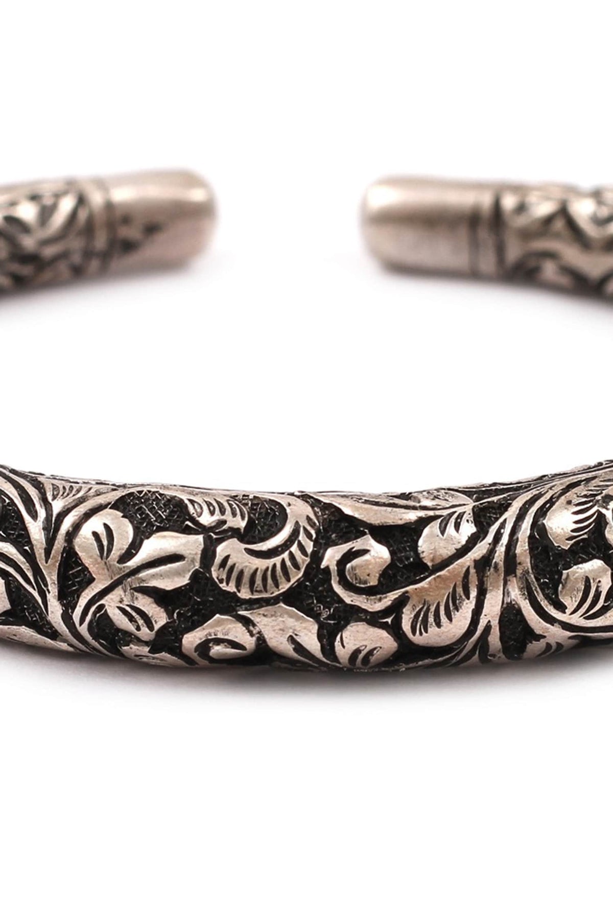 Floral Carved Silver Bracelet 