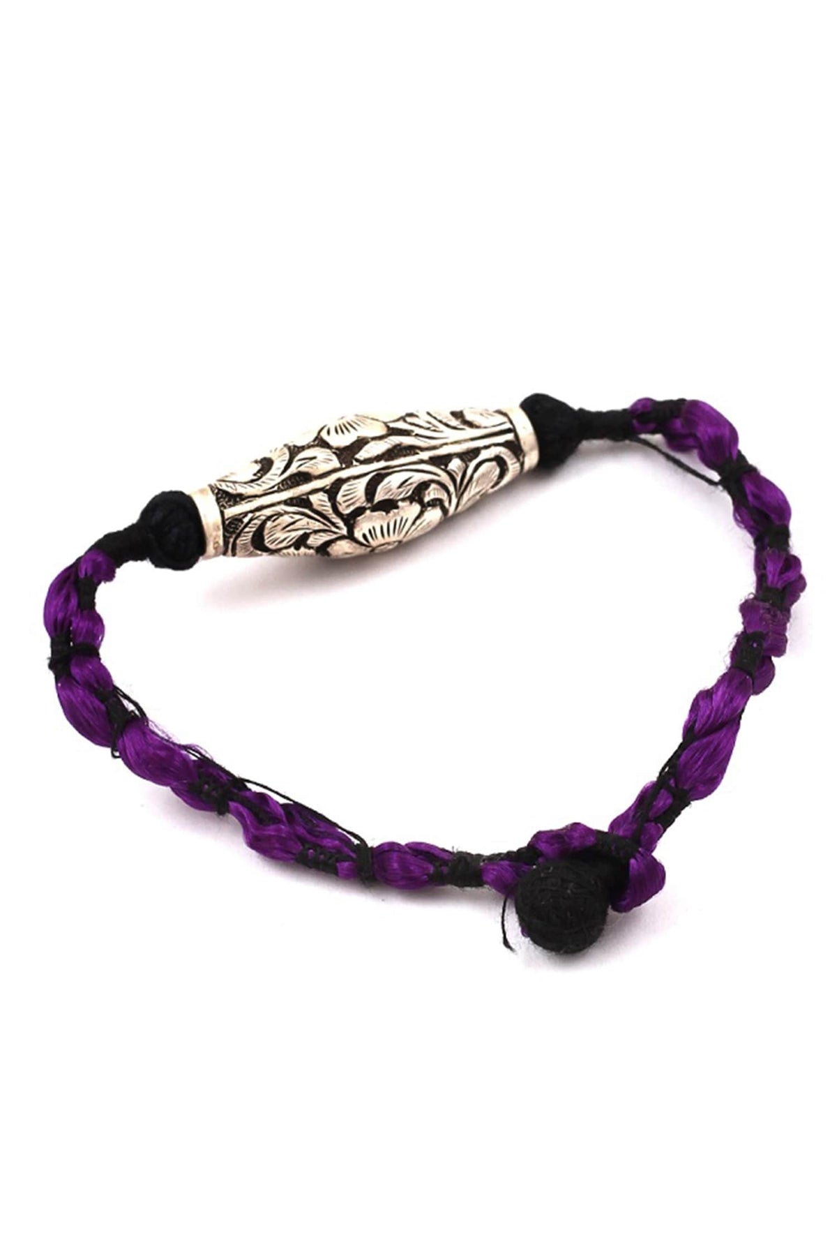 Floral Carved Silver Bracelet 