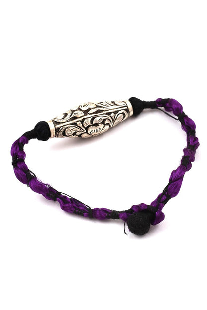 Floral Carved Silver Bracelet 
