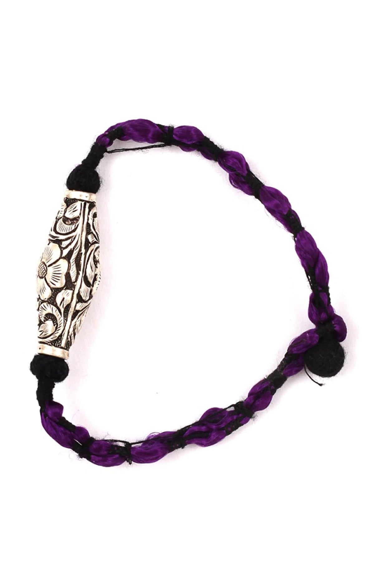 Floral Carved Silver Bracelet 