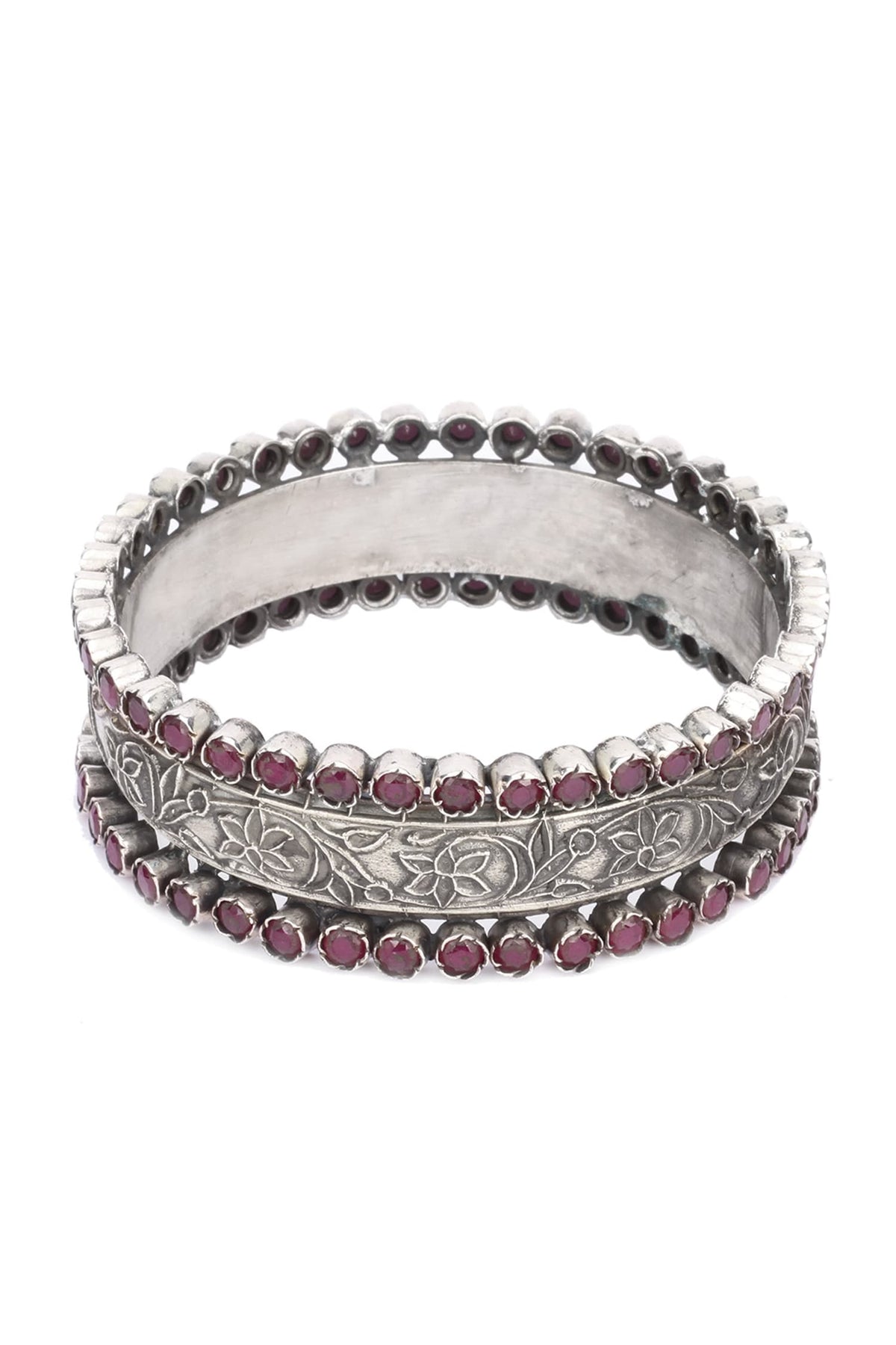 Floral Carved Silver Bracelet 
