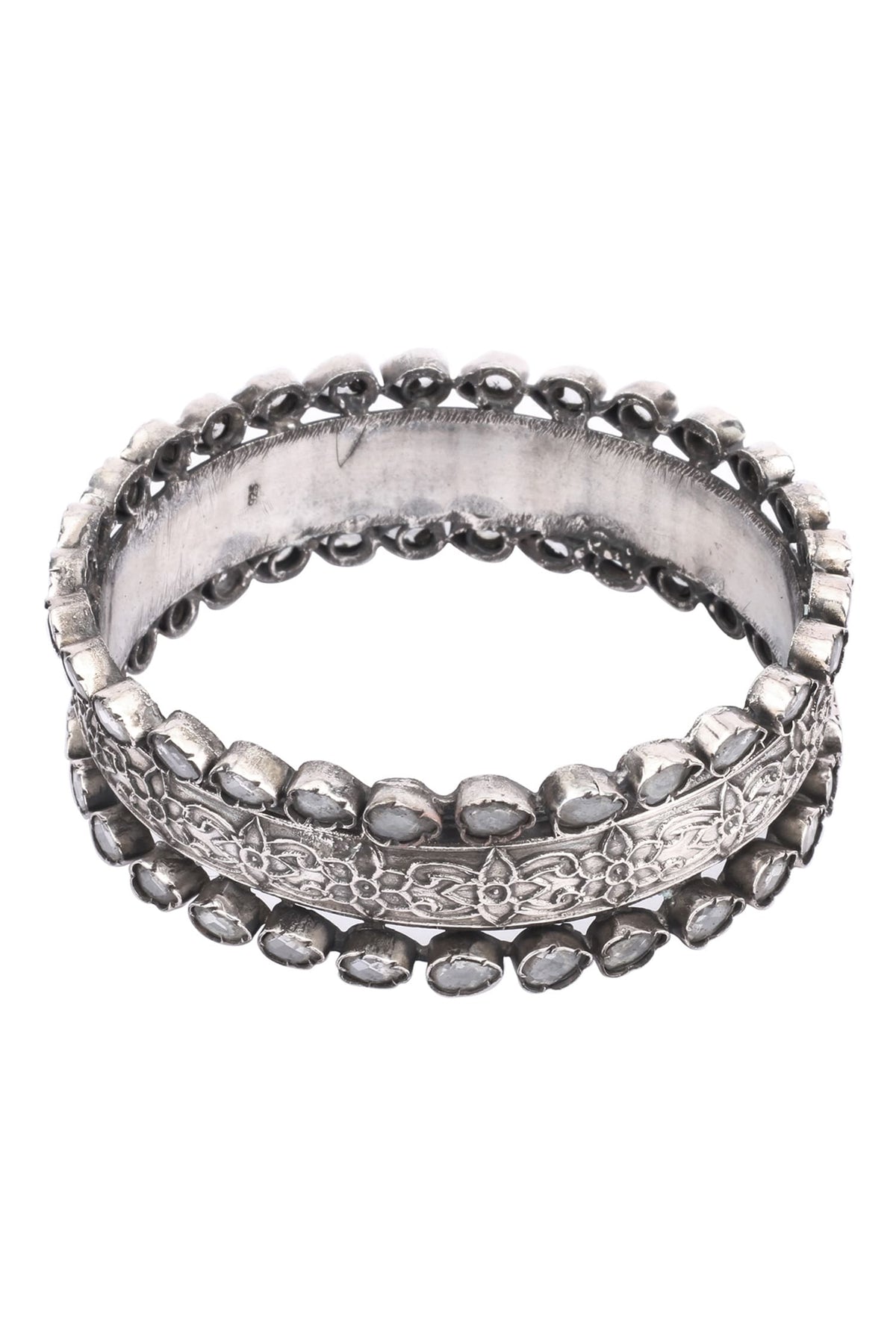 Silver Floral Carved Bracelet 