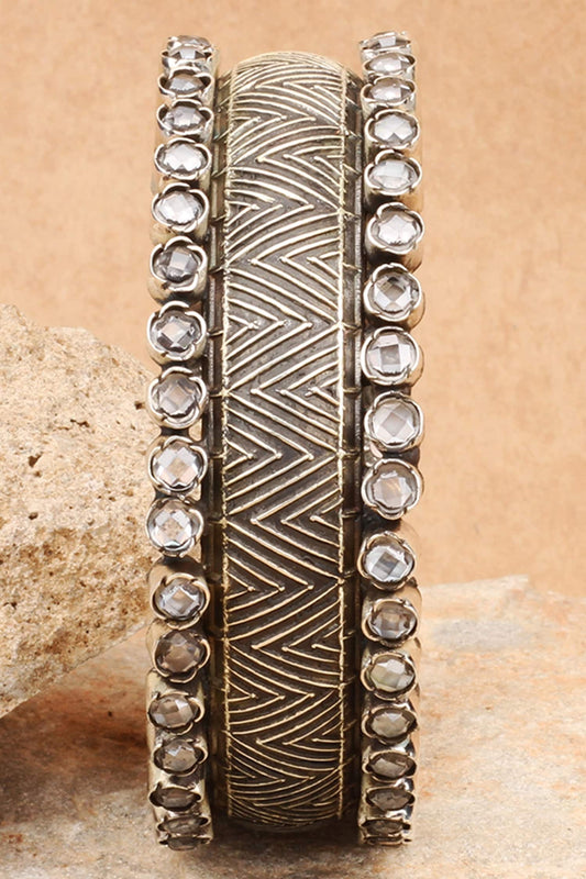 Chevron Pattern Silver Bracelet 