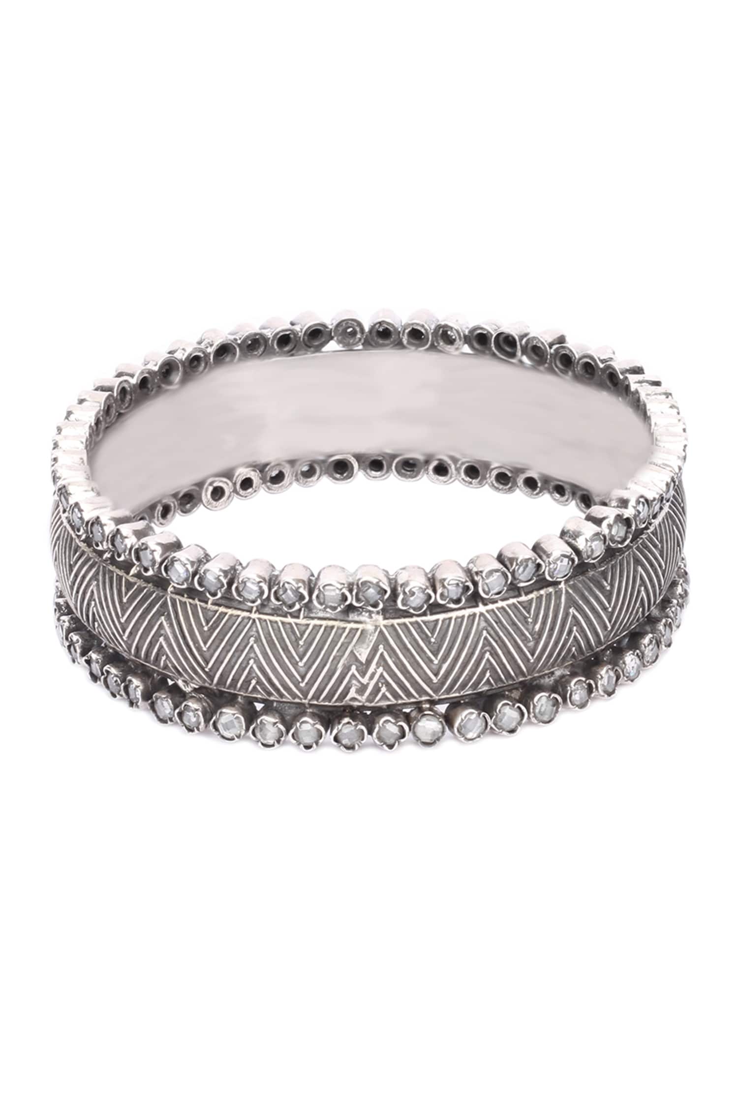 Chevron Pattern Silver Bracelet 