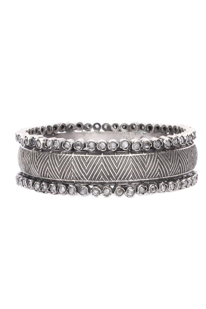 Chevron Pattern Silver Bracelet 