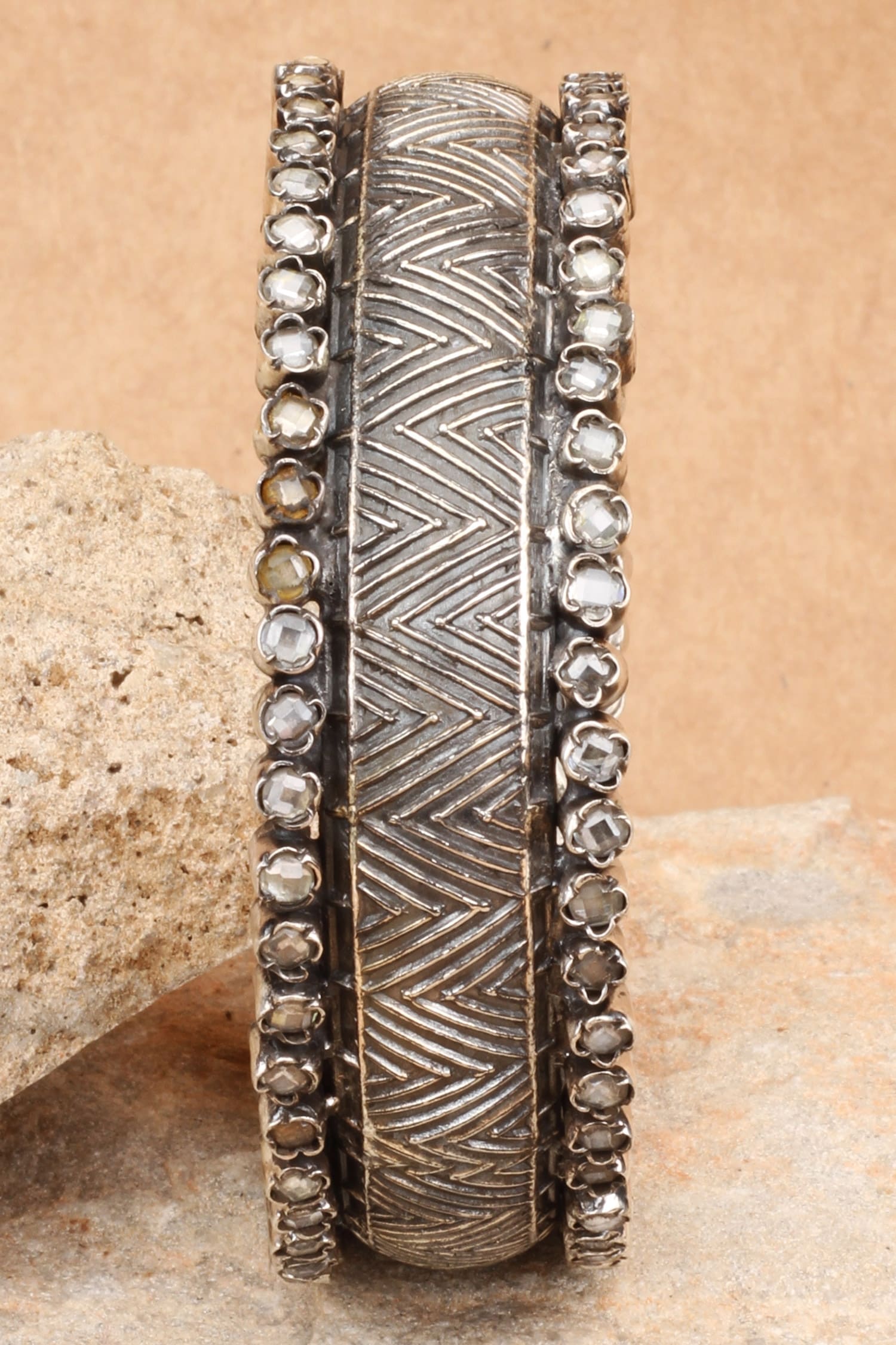 Chevron Pattern Handcrafted Silver Bracelet 