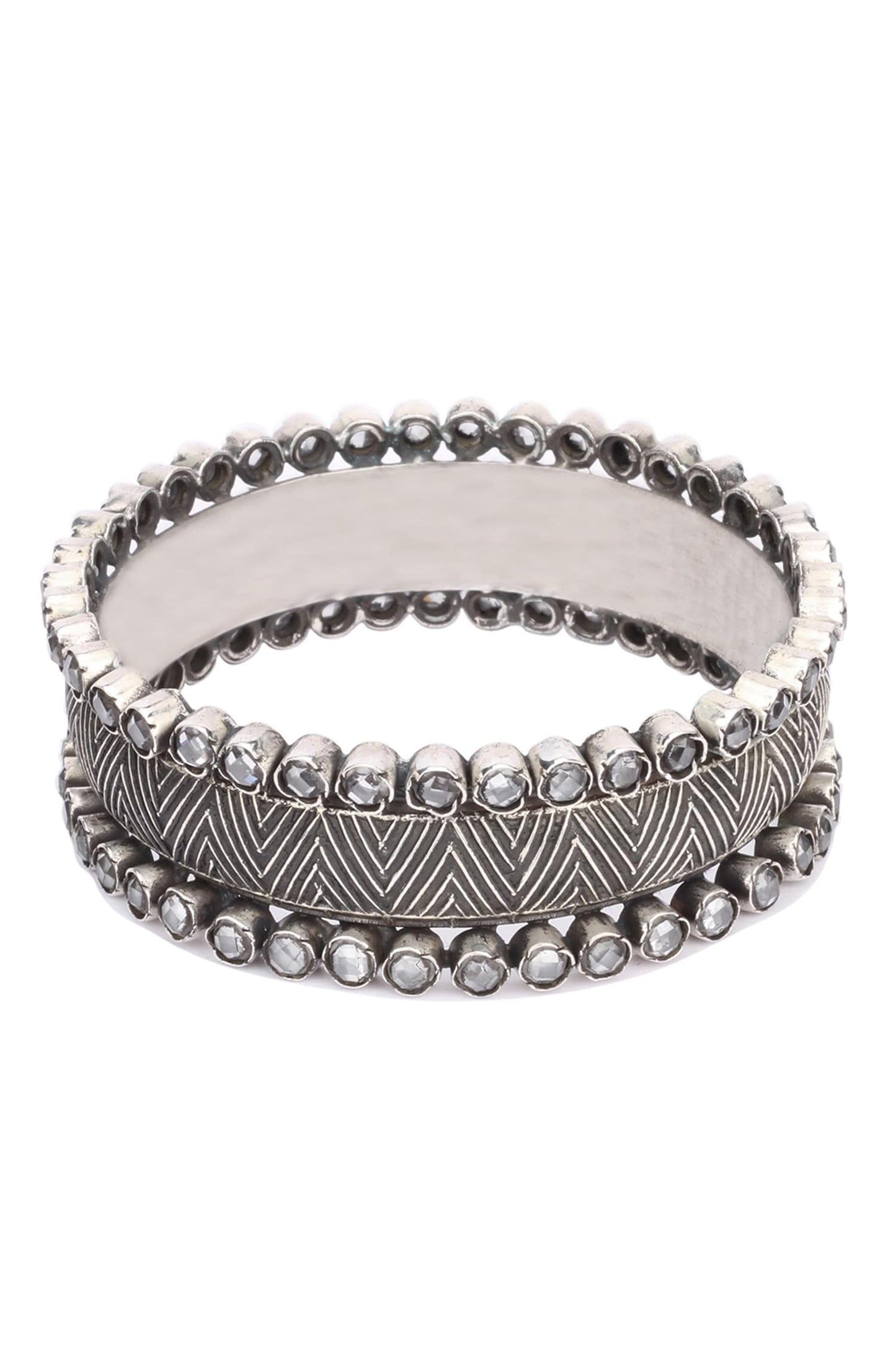 Chevron Pattern Handcrafted Silver Bracelet 