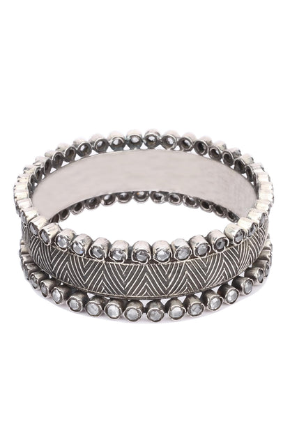 Chevron Pattern Handcrafted Silver Bracelet 