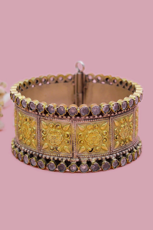 Fareena Carved Floral Bracelet 