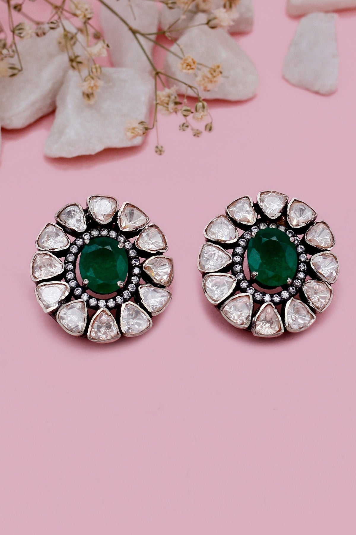 Mahnaz Stone Embellished Studs 