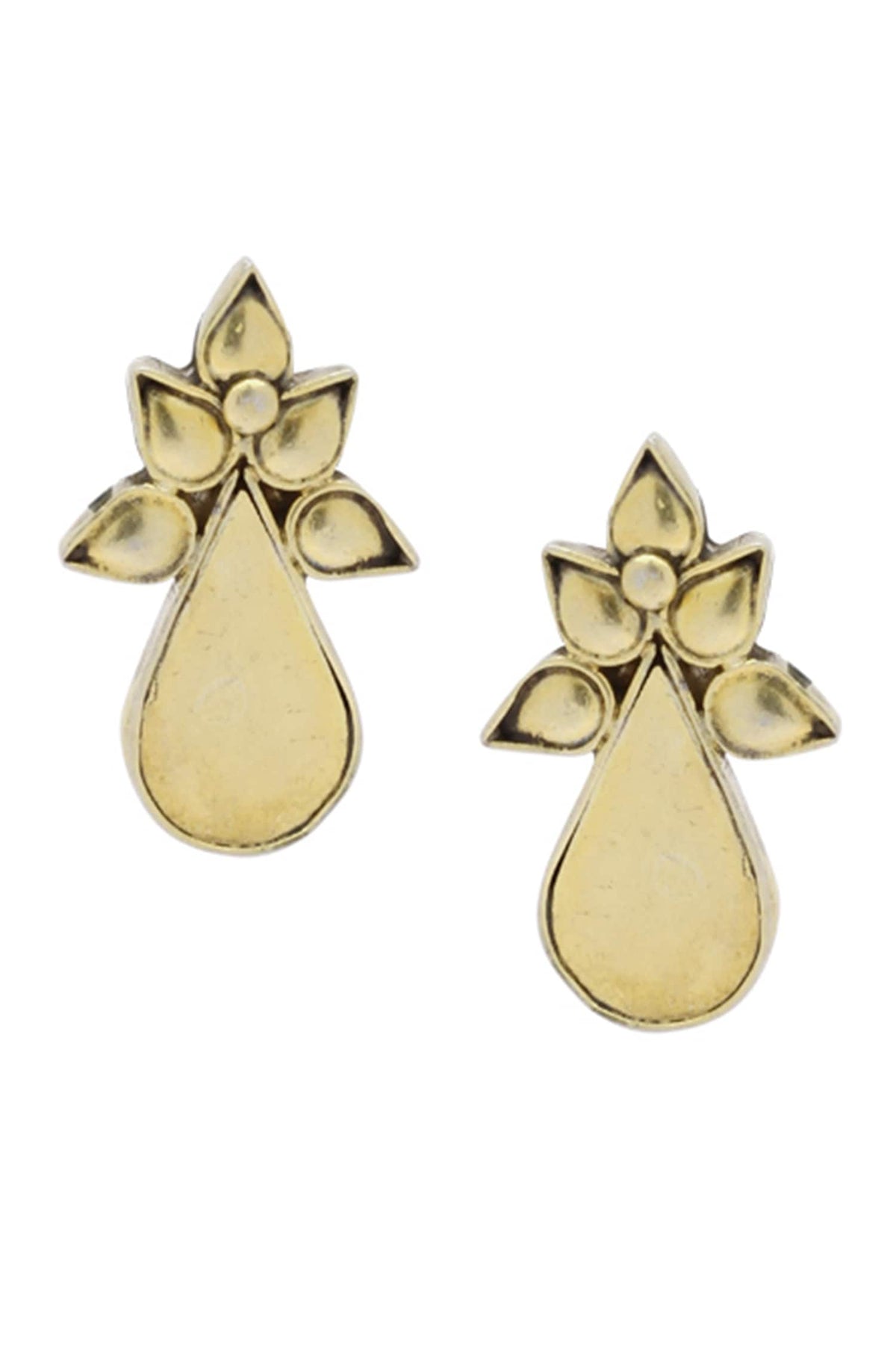 Teardrop Motif Stud Earrings 
