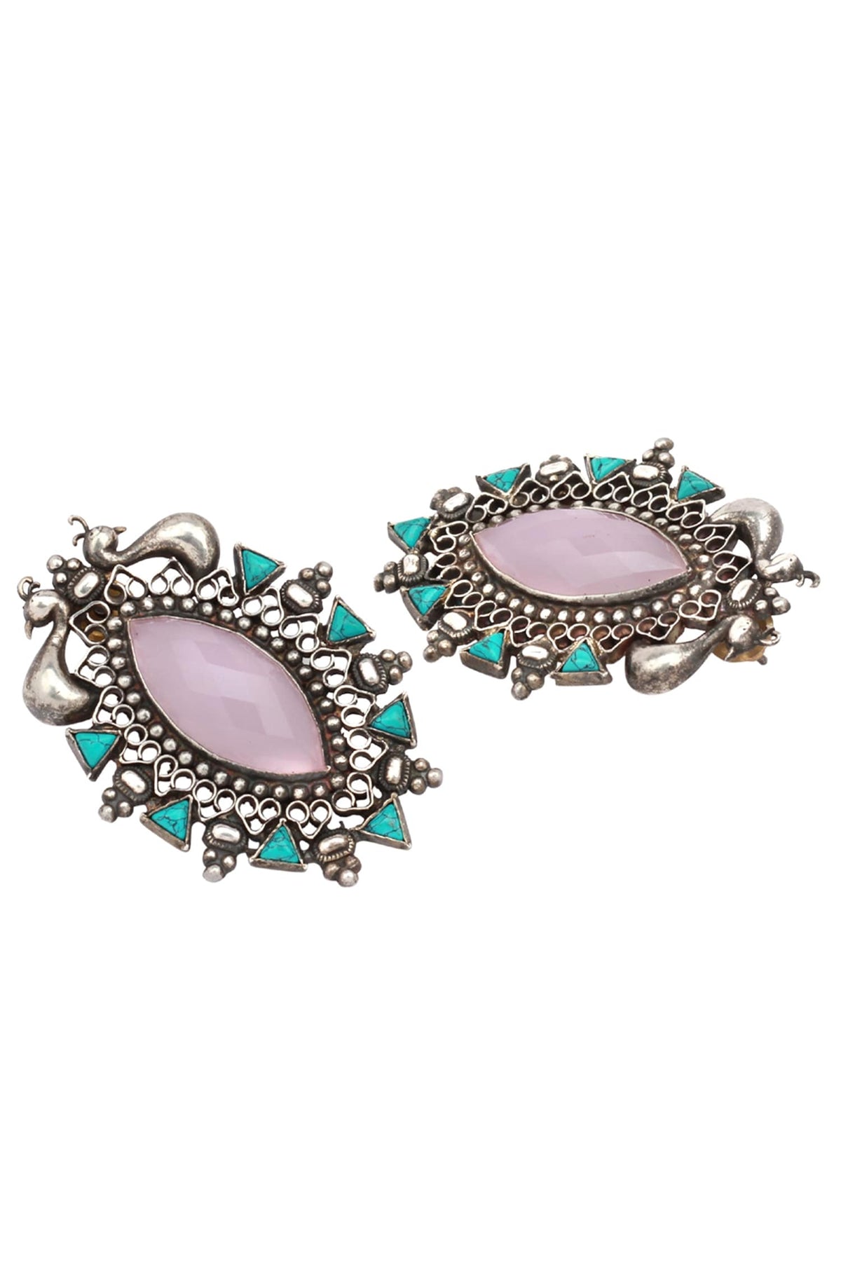 Peacock Motif Stud Earrings 