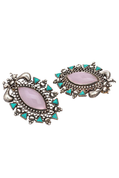 Peacock Motif Stud Earrings 