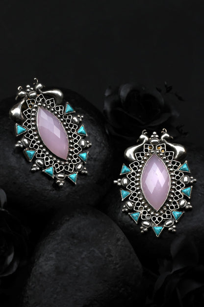 Peacock Motif Stud Earrings 