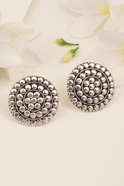 Round Motif Stud Earrings 