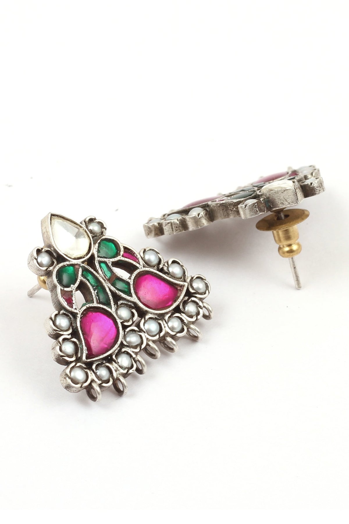 Peacock Motif Stud Earrings 