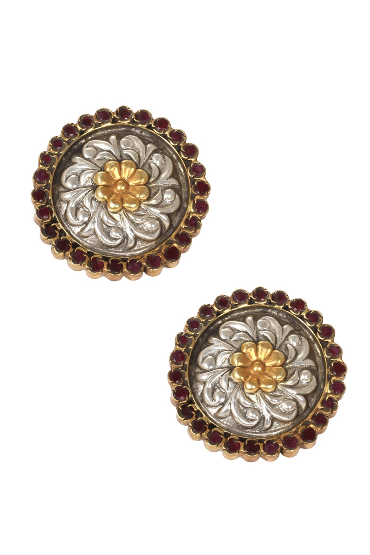 Handmade Floral Stone Stud Earrings 