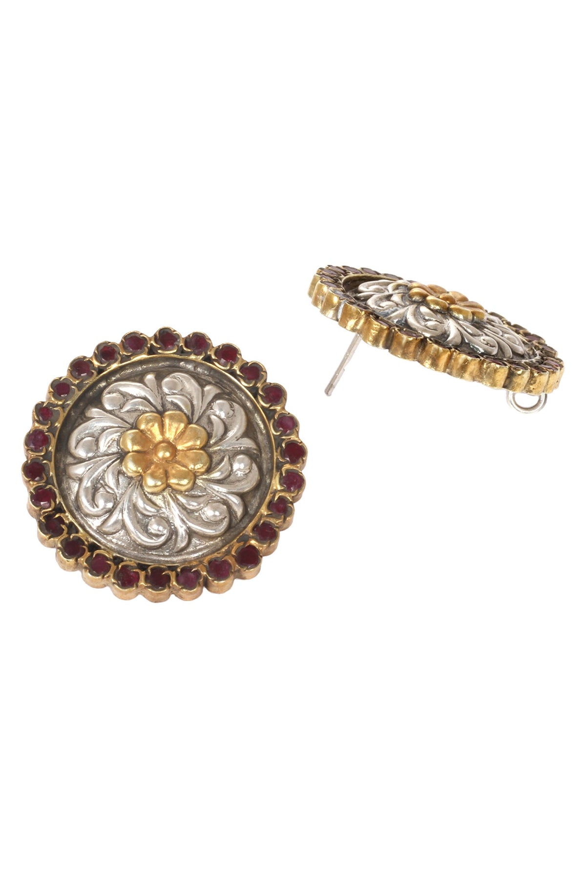 Handmade Floral Stone Stud Earrings 