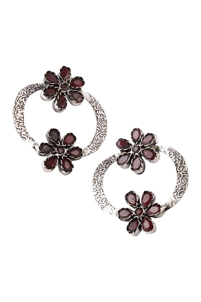 Handmade Floral Stone Stud Earrings 