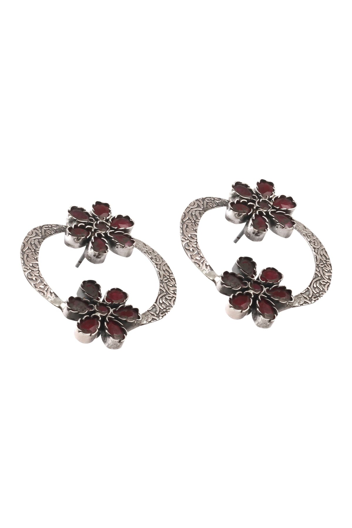 Handmade Floral Stone Stud Earrings 