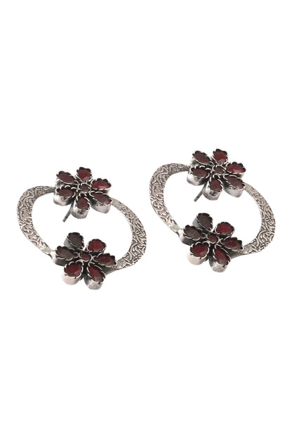 Handmade Floral Stone Stud Earrings 