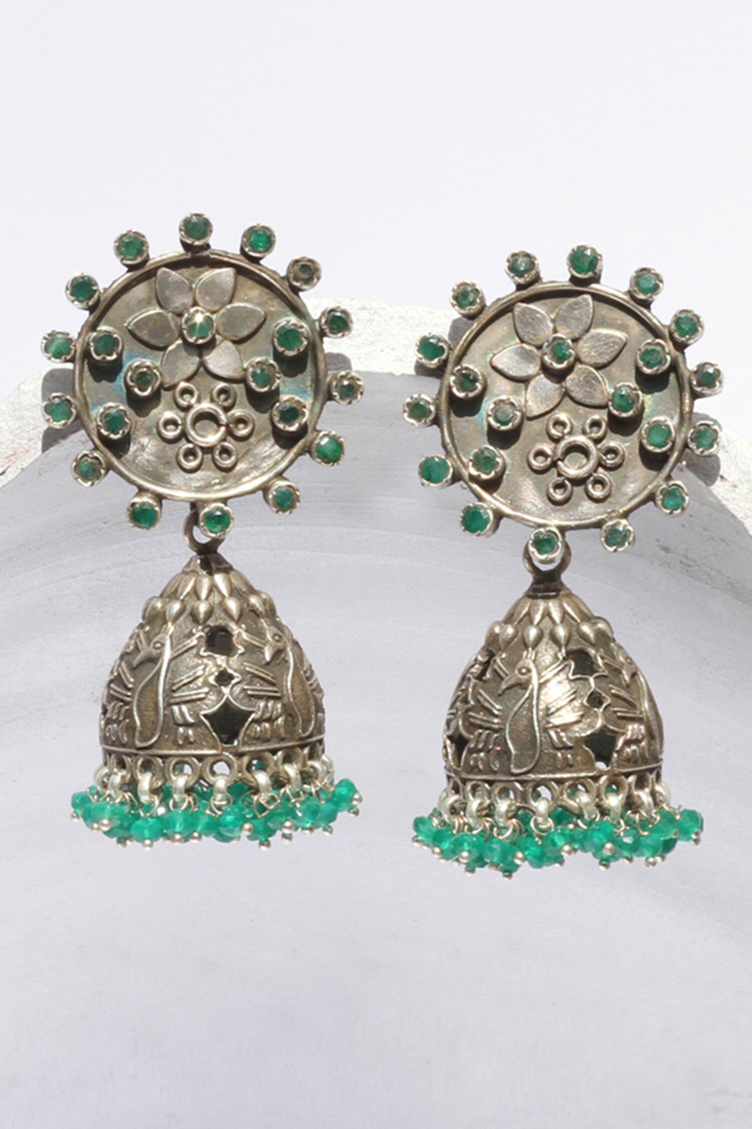 Handcrafted Carved Jhumkas 