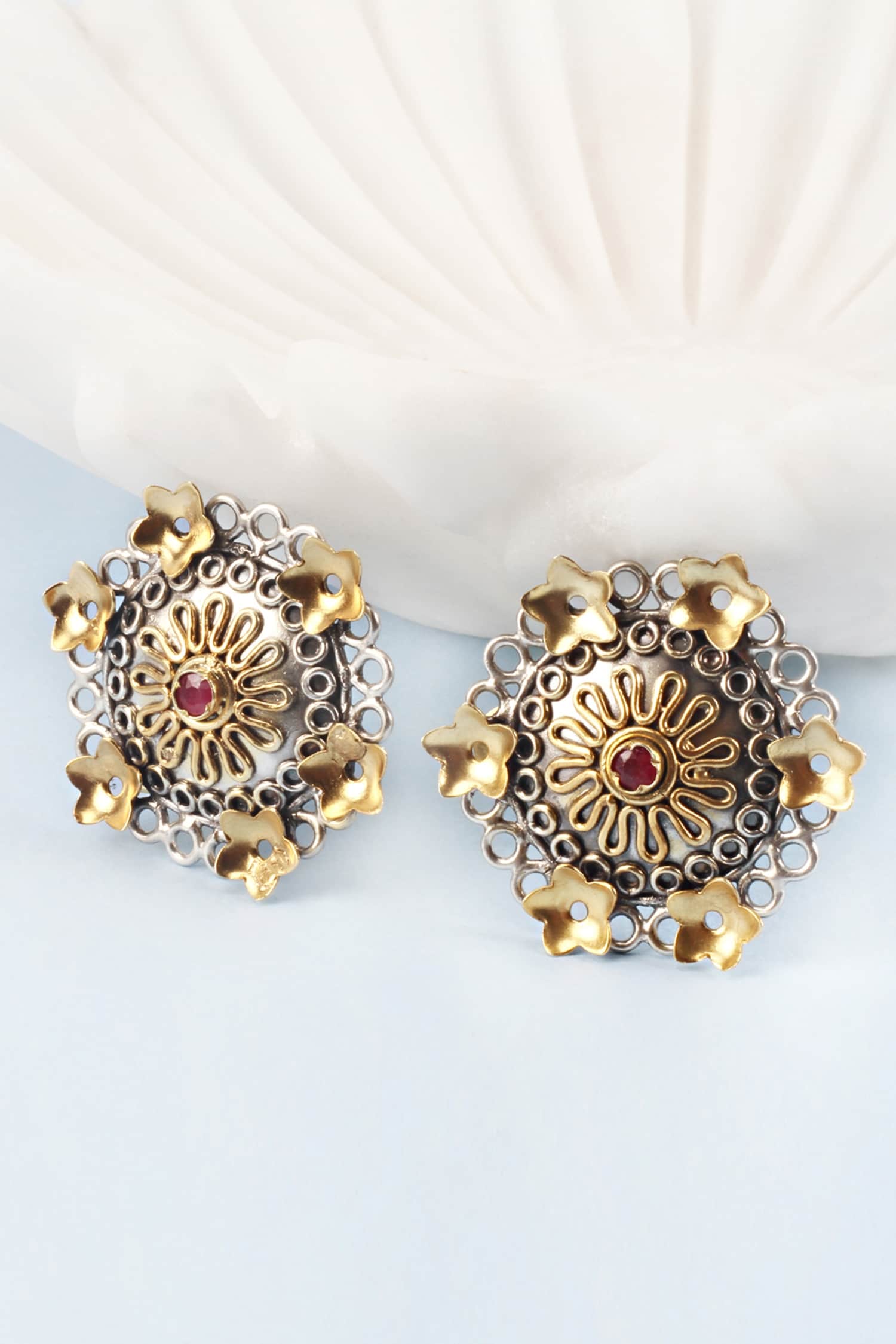 Floral Carved Studs 