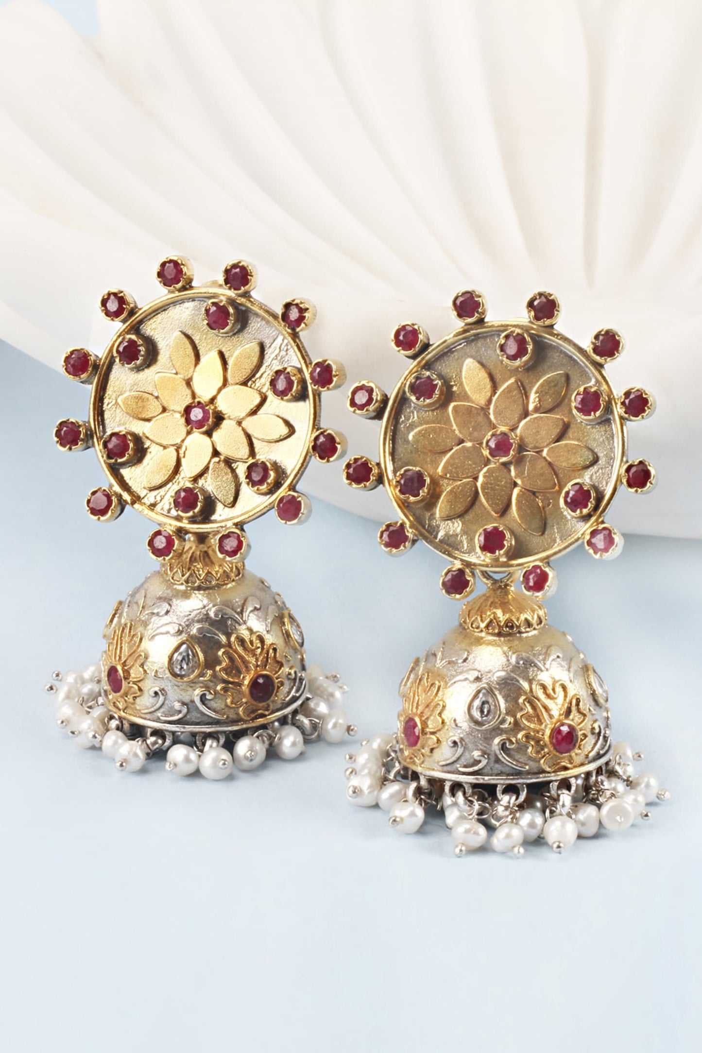 Floral Carved Jhumkas 