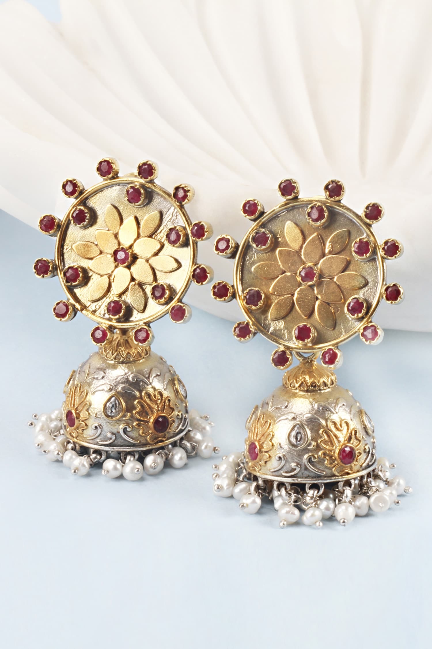 Floral Carved Jhumkas 