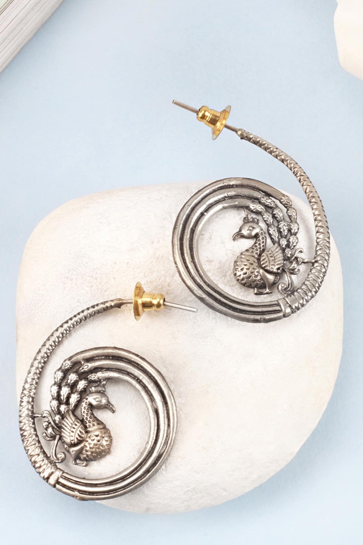 Peacock Motif Hoops 