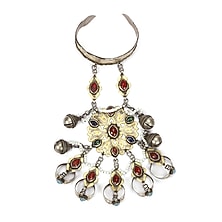 Gold Finish Multi-Colored Stone Hand Harness In Sterling Silver