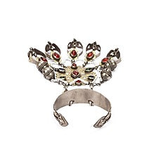 Gold Finish Multi-Colored Stone Hand Harness In Sterling Silver